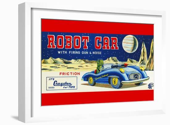 Robot Car with Firing Gun and Noise-null-Framed Art Print