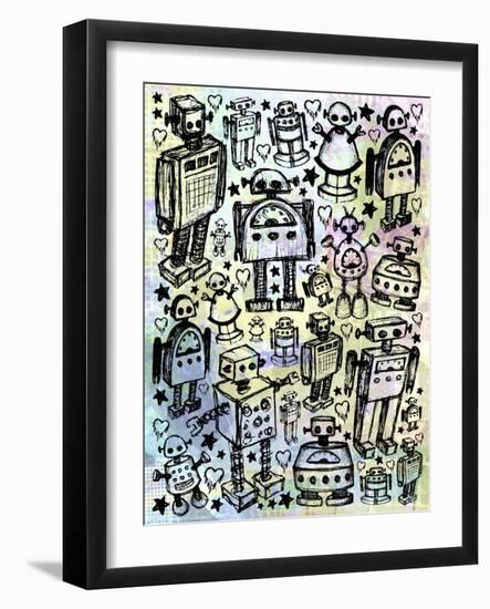 Robot Crowd Color-Roseanne Jones-Framed Giclee Print