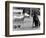 Robot Dog Meets a Real Doberman Dog-null-Framed Photographic Print