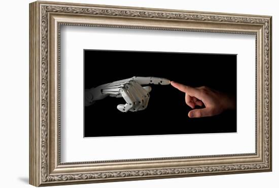 Robot & Human Fingers Touching-null-Framed Art Print