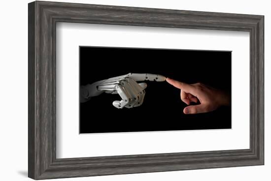 Robot & Human Fingers Touching-null-Framed Art Print