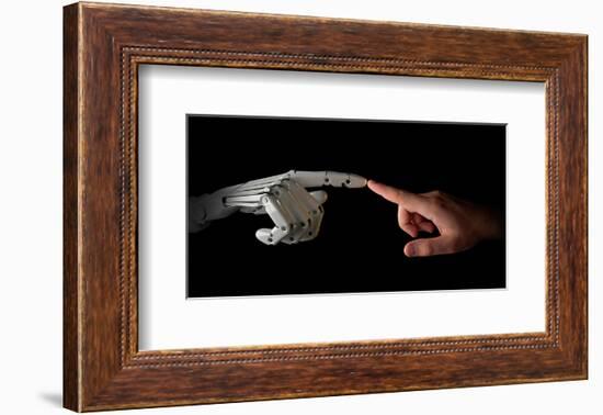 Robot & Human Fingers Touching-null-Framed Art Print