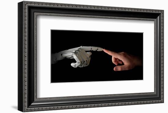 Robot & Human Fingers Touching-null-Framed Art Print