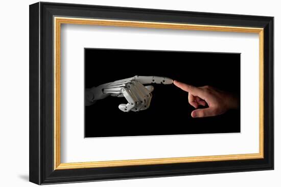 Robot & Human Fingers Touching-null-Framed Art Print