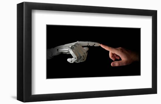 Robot & Human Fingers Touching-null-Framed Art Print