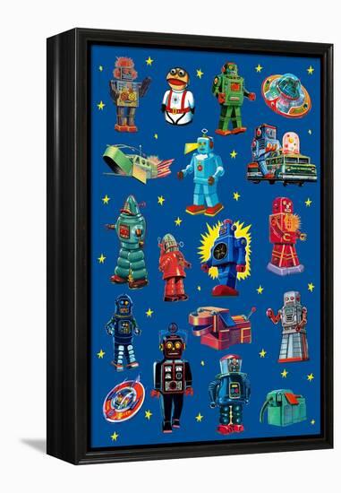 Robot Invasion Collage-Paris Pierce-Framed Stretched Canvas