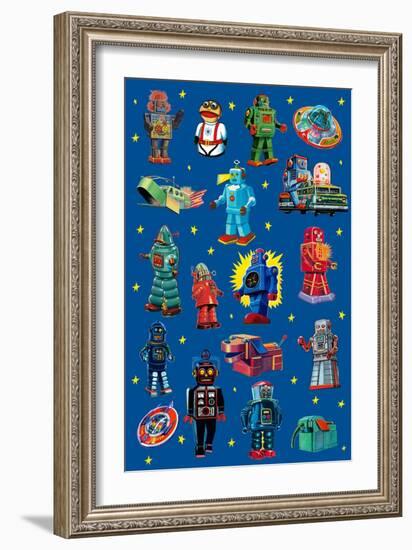 Robot Invasion Collage-Paris Pierce-Framed Art Print