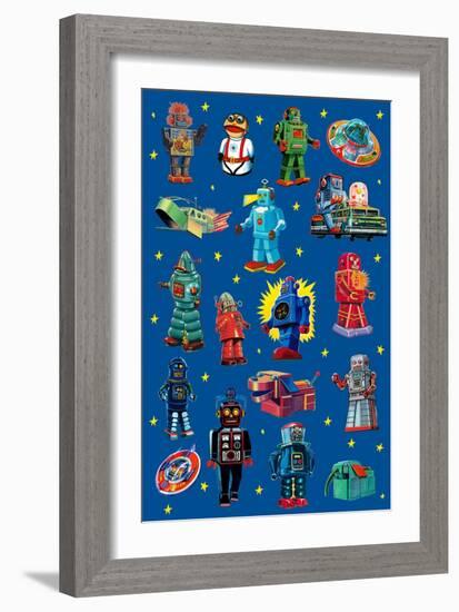 Robot Invasion Collage-Paris Pierce-Framed Art Print