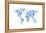 Robot Map of the World Map-Michael Tompsett-Framed Stretched Canvas