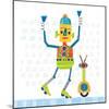 Robot Party I on Square Toys-Melissa Averinos-Mounted Art Print