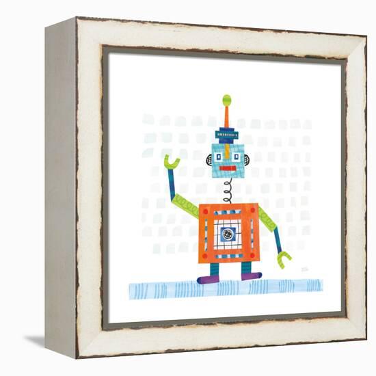 Robot Party III on Squares-Melissa Averinos-Framed Stretched Canvas