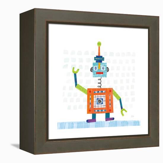 Robot Party III on Squares-Melissa Averinos-Framed Stretched Canvas