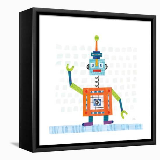 Robot Party III on Squares-Melissa Averinos-Framed Stretched Canvas