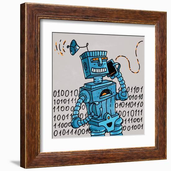 Robot Transmits Information-JoeBakal-Framed Art Print