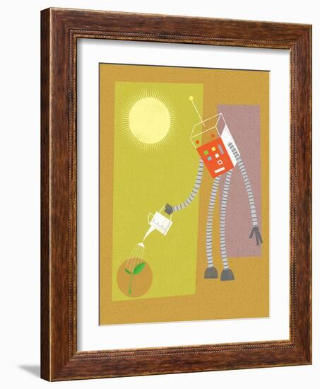 Robot watering a plant-Harry Briggs-Framed Giclee Print