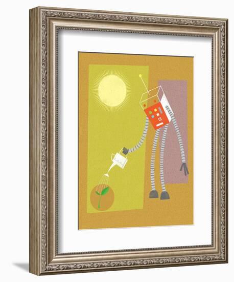Robot watering a plant-Harry Briggs-Framed Giclee Print