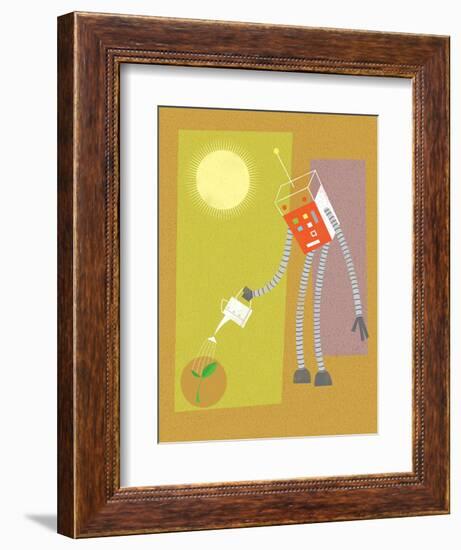 Robot watering a plant-Harry Briggs-Framed Giclee Print