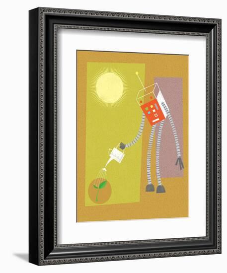 Robot watering a plant-Harry Briggs-Framed Giclee Print