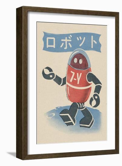 Robot - Woodblock Print-Lantern Press-Framed Art Print