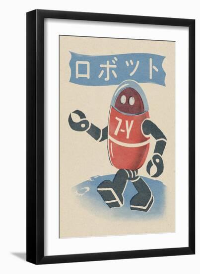 Robot - Woodblock Print-Lantern Press-Framed Art Print