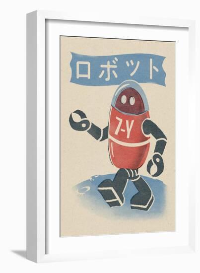 Robot - Woodblock Print-Lantern Press-Framed Art Print