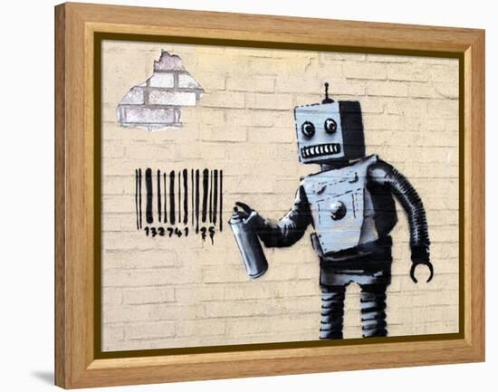 Robot-Banksy-Framed Premier Image Canvas