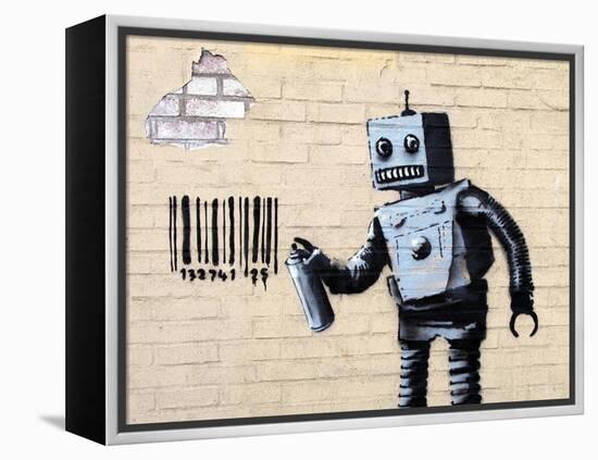 Robot-Banksy-Framed Premier Image Canvas