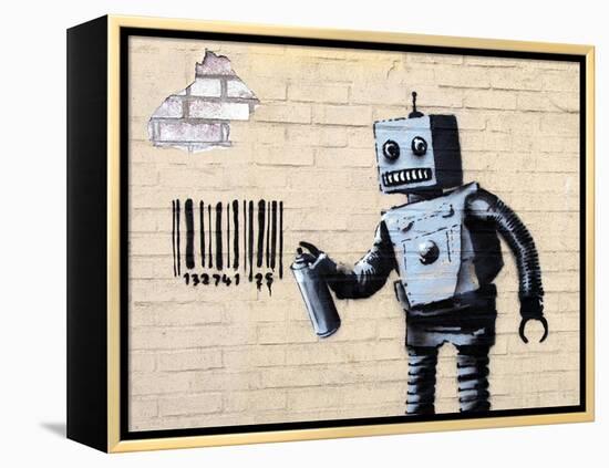 Robot-Banksy-Framed Premier Image Canvas