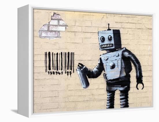 Robot-Banksy-Framed Premier Image Canvas