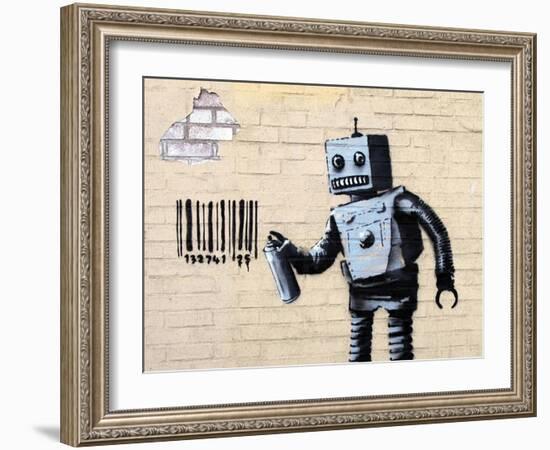 Robot-Banksy-Framed Premium Giclee Print