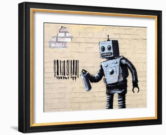 Robot-Banksy-Framed Premium Giclee Print