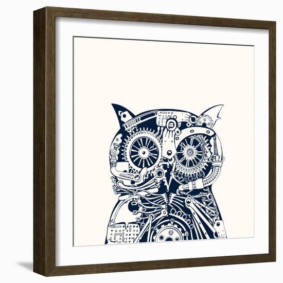 Robotic Owl Head.-RYGER-Framed Art Print