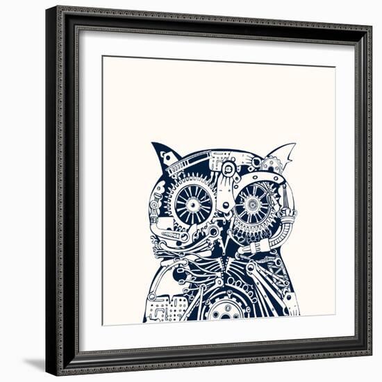 Robotic Owl Head.-RYGER-Framed Art Print