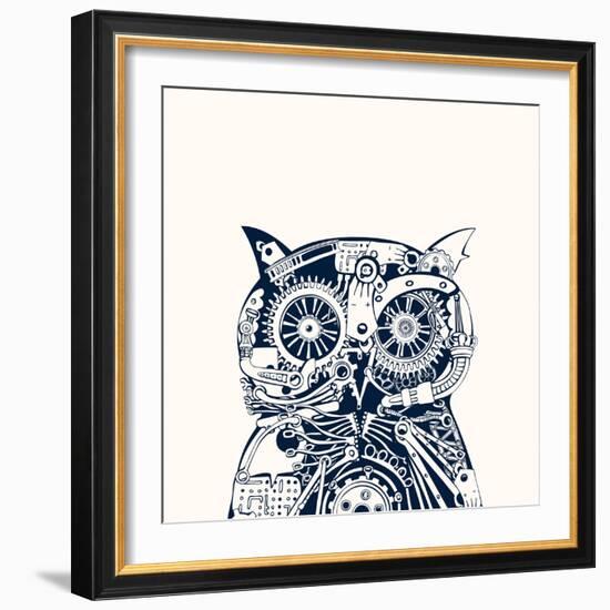 Robotic Owl Head.-RYGER-Framed Art Print