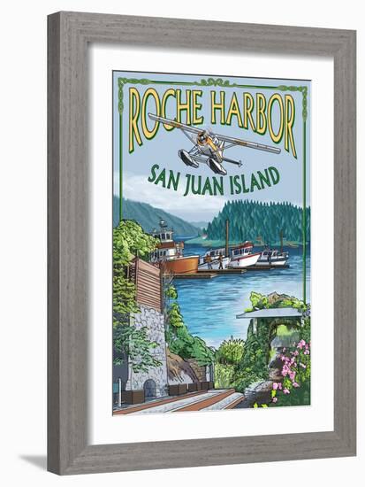 Roche Harbor, San Juan Island, Washington Views-Lantern Press-Framed Art Print