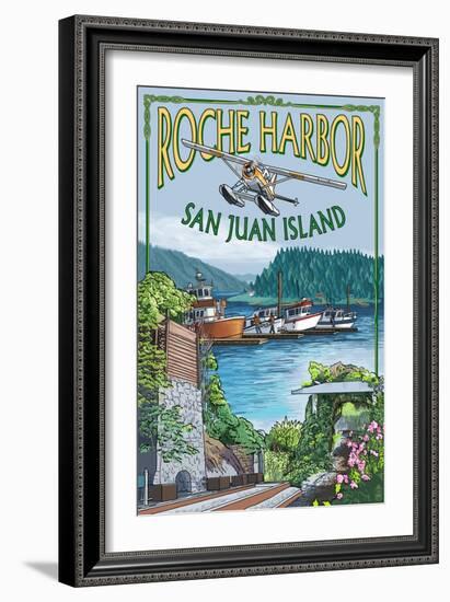 Roche Harbor, San Juan Island, Washington Views-Lantern Press-Framed Art Print