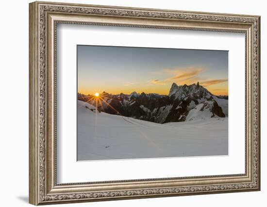 Rochefort ridge with Dent du Geant, Mont Blanc Glacier, Chamonix-Mont-Blanc, Haute-Savoie, Auvergne-Francesco Vaninetti-Framed Photographic Print