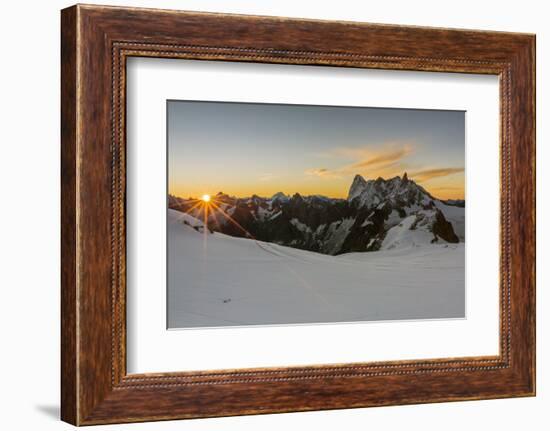 Rochefort ridge with Dent du Geant, Mont Blanc Glacier, Chamonix-Mont-Blanc, Haute-Savoie, Auvergne-Francesco Vaninetti-Framed Photographic Print