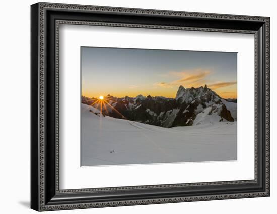 Rochefort ridge with Dent du Geant, Mont Blanc Glacier, Chamonix-Mont-Blanc, Haute-Savoie, Auvergne-Francesco Vaninetti-Framed Photographic Print