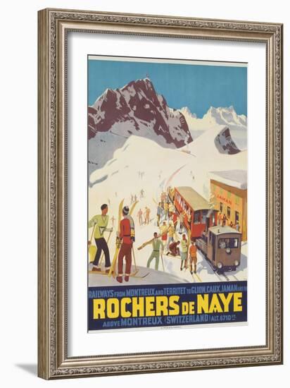 Rochers De Naye, Swiss Ski Travel Poster-null-Framed Giclee Print