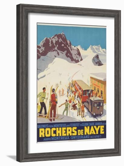 Rochers De Naye, Swiss Ski Travel Poster-null-Framed Giclee Print