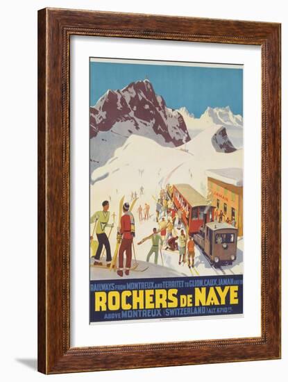 Rochers De Naye, Swiss Ski Travel Poster-null-Framed Giclee Print