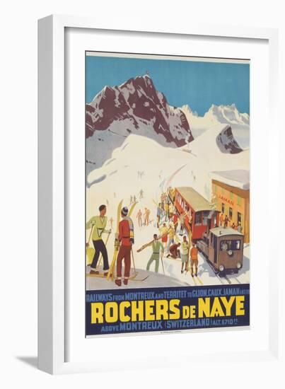 Rochers De Naye, Swiss Ski Travel Poster-null-Framed Giclee Print