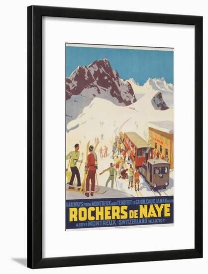 Rochers De Naye, Swiss Ski Travel Poster-null-Framed Giclee Print