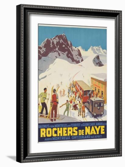 Rochers De Naye, Swiss Ski Travel Poster-null-Framed Giclee Print