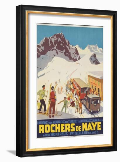 Rochers De Naye, Swiss Ski Travel Poster-null-Framed Giclee Print
