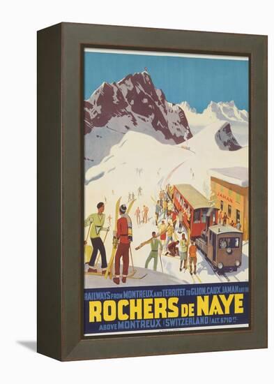 Rochers De Naye, Swiss Ski Travel Poster-null-Framed Premier Image Canvas