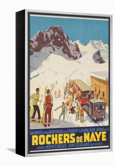 Rochers De Naye, Swiss Ski Travel Poster-null-Framed Premier Image Canvas