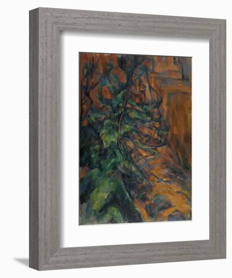 Rochers et branches à Bibémus-Paul Cézanne-Framed Giclee Print