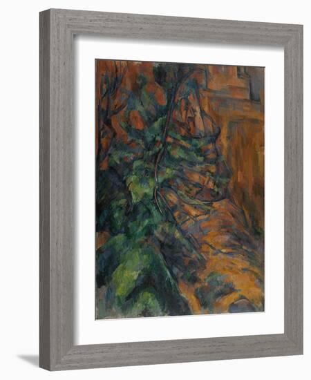 Rochers et branches à Bibémus-Paul Cézanne-Framed Giclee Print